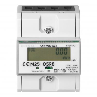 3-fazowy licznik energii elektrycznej 80A MID 3 moduły DIN TH-35mm OR-WE-531 ORNO (OR-WE-531)