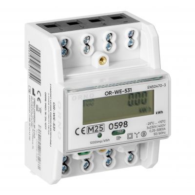 3-fazowy licznik energii elektrycznej 80A MID 3 moduły DIN TH-35mm OR-WE-531 ORNO (OR-WE-531)
