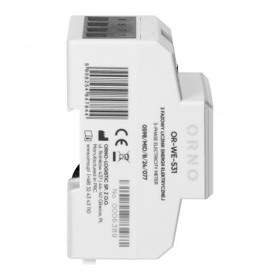 3-fazowy licznik energii elektrycznej 80A MID 3 moduły DIN TH-35mm OR-WE-531 ORNO (OR-WE-531)