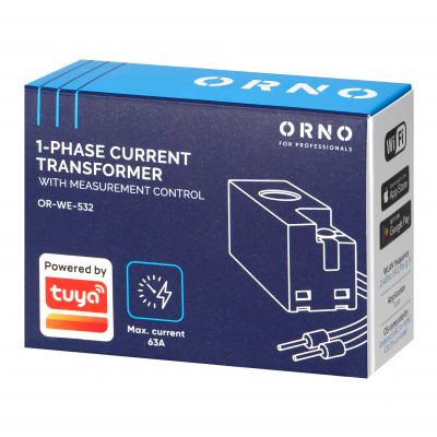 Przekładnik prądowy jednofazowy z rejestracją pomiaru max. 250V/63A Tuya Smart Wi-Fi OR-WE-532 ORNO (OR-WE-532)