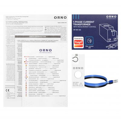 Przekładnik prądowy jednofazowy z rejestracją pomiaru max. 250V/63A Tuya Smart Wi-Fi OR-WE-532 ORNO (OR-WE-532)
