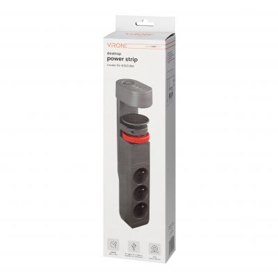 Przedłużacz biurkowy 3-krotny 2P+Z, 1,5M H05VV-F 3x1,5mm2, 2xUSB+1 typu C (PS-5/G/1,5M)