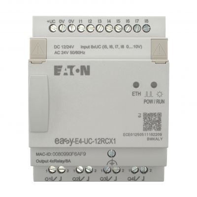 EASY-E4-UC-12RCX1 easyE4 12-24VDC 24VAC 8DI(4AI) 4DO-R bez wyświetlacza 197212 EATON (197212)