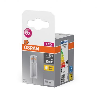 Żarówka LED 5szt. Kapsułka G4 1,8W=20W 200lm ciepła biel 12V 320st BASE OSRAM (4058075758025)