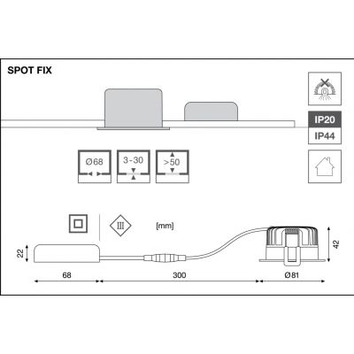 SP FIX P 8W 930 PS DIM IP44 WT LEDVANCE (4058075799547)