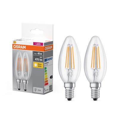 Żarówka LED x2 B35 Świeczka dwupak E14 4W=40W 470lm 2700K ciepła biel OSRAM (4099854090226)
