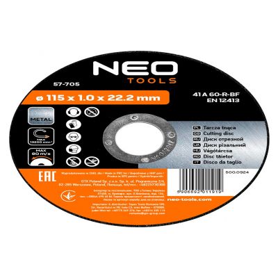 Tarcza tnąca do metalu 115x1,0x22,2mm 41 A60-T-BF 10szt, GRAPHITE 55H574 GTX (55-574)
