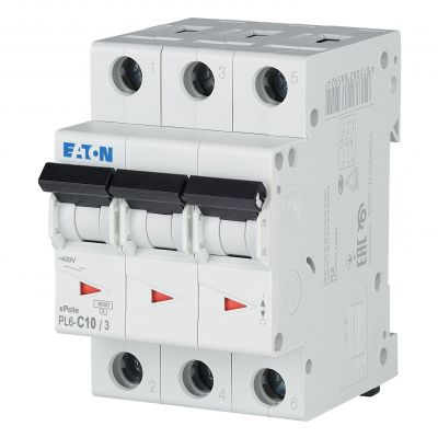PL6-C10/3 Wyłącznik nadprądowy 6kA C10A 3P 286599 EATON (286599)