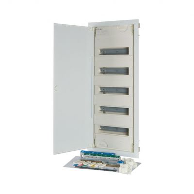 KLV-60UPS-F Rozdzielnica modułowa podtynkowa płaska 5x12+2 kl.II IP30 zawiera listwy N/PE 302414 EATON (302414)