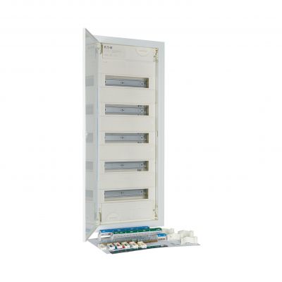 KLV-60UPS-F Rozdzielnica modułowa podtynkowa płaska 5x12+2 kl.II IP30 zawiera listwy N/PE 302414 EATON (302414)