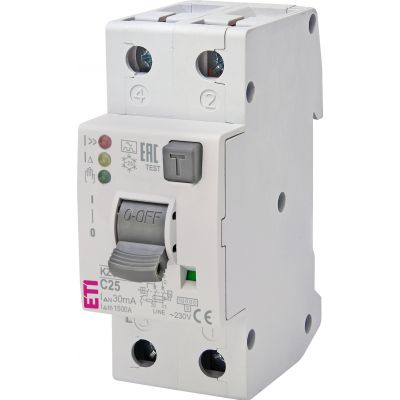 Wyłącznik różnicowonadprądowy KZS-2M2P 1P+N C25A 30mA typ A 002172418 ETI (002172418)