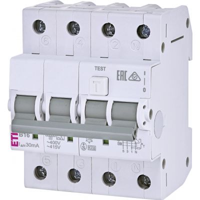 Wyłącznik różnicowonadprądowy KZS-4M 3P+N B16A 30mA typ A 002174904 ETI (002174904)