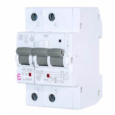 Wyłącznik różnicowonadprądowy z detekcją zwarć łukowych KZS-AFDD 3M 2P C15A 30mA typ A 002173879 ETI (002173879)