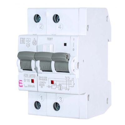 Wyłącznik różnicowonadprądowy z detekcją zwarć łukowych KZS-AFDD 3M 2P C15A 30mA typ A 002173879 ETI (002173879)