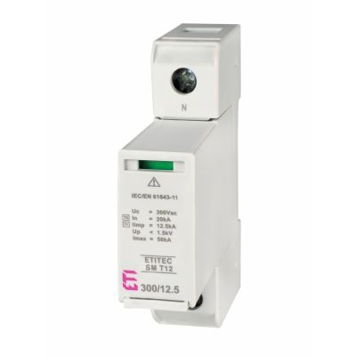 Ogranicznik przepięć T1+T2 (B+C) - bez prądu upływu ETITEC SM T12 300/12,5 1+0 002440540 ETI (002440540)