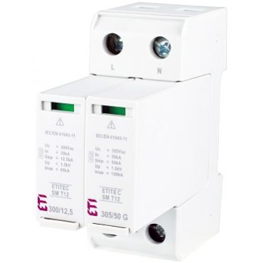 Ogranicznik przepięć T1+T2 (B+C) - bez prądu upływu ETITEC SM T12 300/12,5 2+0 RC 002440543 ETI (002440543)