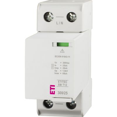 Ogranicznik przepięć T1+T2 (B+C) - bez prądu upływu ETITEC SM T12 300/25 1+0 002440738 ETI (002440738)
