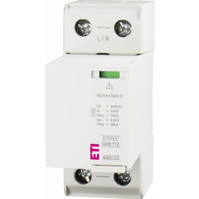 Ogranicznik przepięć T1+T2 (B+C) - iskiernik ETITEC GSM T12 440/35 1+0 002440716 ETI (002440716)