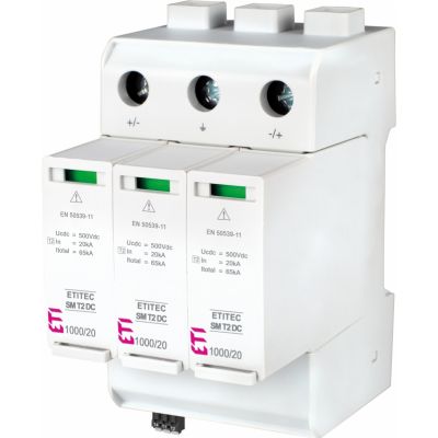 Ogranicznik przepięć T2 (B) - DC -  bez prądu upływu ETITEC SM T2 DC 1000/20 Y 002440728 ETI (002440728)