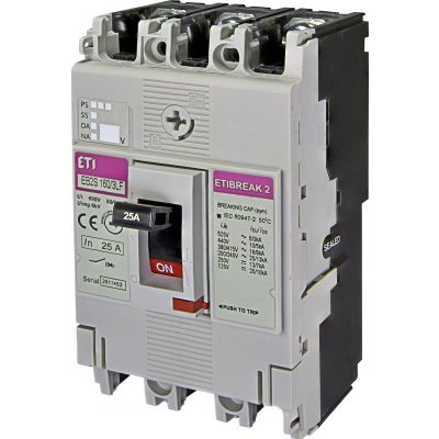 Wyłącznik mocy 3P 16kA wyzw. TM (bez regulacji) EB2S 160/3LF 25A 3P 004671803 ETI (004671803)
