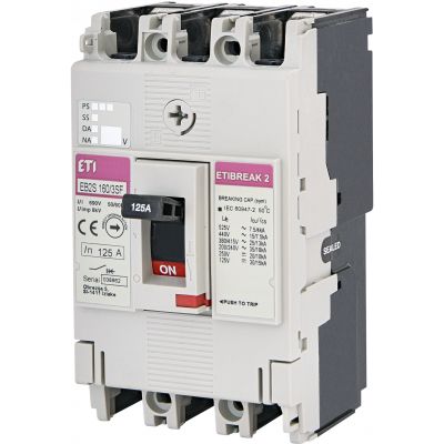 Wyłącznik mocy 3P 25kA wyzw. TM (bez regulacji) EB2S 160/3SF 125A 3P 004671836 ETI (004671836)