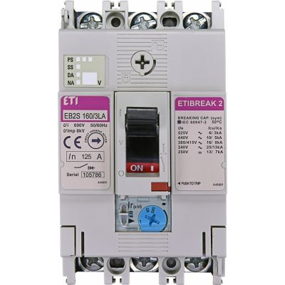 Wyłącznik mocy 3P 16kA wyzw. TM (regulacja termiczna) EB2S 160/3LA 125A 3P 004671884 ETI (004671884)