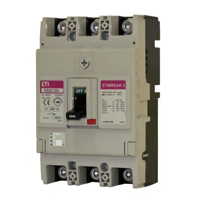 Wyłącznik mocy 16kA wyzw. TM (bez regulacji) EB2S 250/4LF 200A 4p 004671825 ETI (004671825)