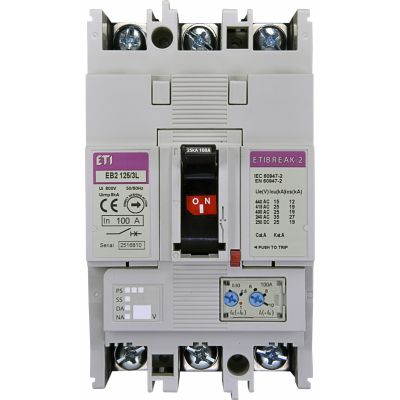 Wyłącznik mocy 3P 25kA wyzw. TM EB2 125/3L 125A 3P 004671026 ETI (004671026)