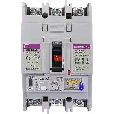 Wyłącznik mocy 70kA wyzw. elektroniczny EB2 250/3E 250A 3P 004671304 ETI (004671304)