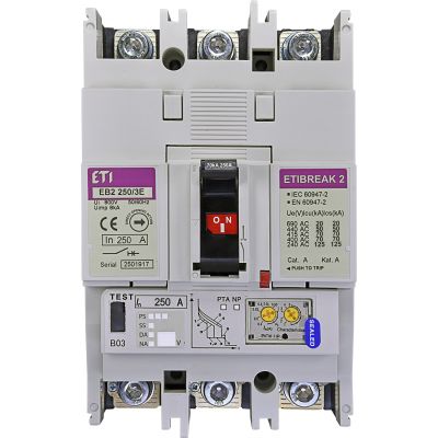 Wyłącznik mocy 70kA wyzw. elektroniczny EB2 250/3E 250A 3P 004671304 ETI (004671304)