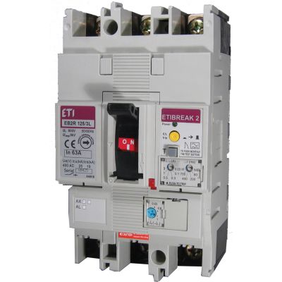 Wyłącznik 4P 25kA z blokiem różnicowoprądowym EB2R 125/4L 63A 4P 004671510 ETI (004671510)