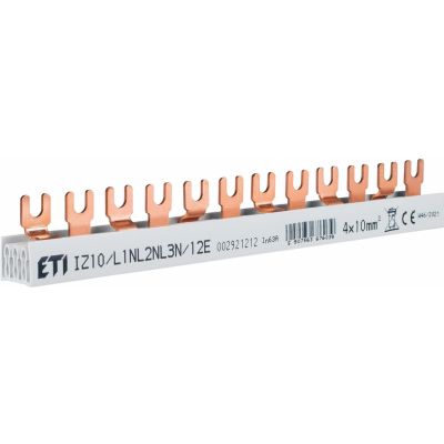 Szyna łączeniowa widełkowa 4P 63A 10mm2 (12 mod.) 3P IZ10/L1NL2NL3N/12E 002921212 ETI (002921212)