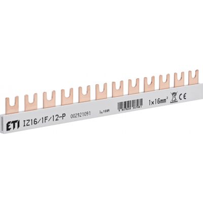 Szyna łączeniowa widełkowa 1P 100A 16mm2 (12 mod.)  IZ16/1F/12P 002921091 ETI (002921091)