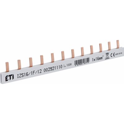 Szyna łączeniowa sztyftowa 1P 100A 16mm2 (12 mod.) IZS16/1F/12 (0,21) 002921110 ETI (002921110)