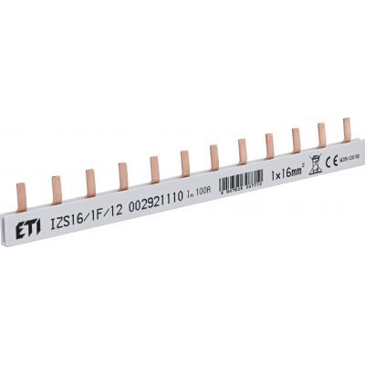 Szyna łączeniowa sztyftowa 1P 100A 16mm2 (12 mod.) IZS16/1F/12 (0,21) 002921110 ETI (002921110)
