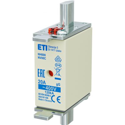 Wkładka topikowa NH zwłoczna KOMBI NH000 WT-00C gG 20A 400V 004181106 ETI (004181106)