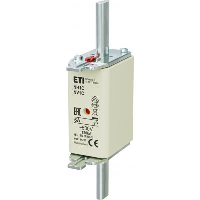 Wkładka topikowa NH zwłoczna KOMBI NH1C gG 6A 500V 004184203 ETI (004184203)