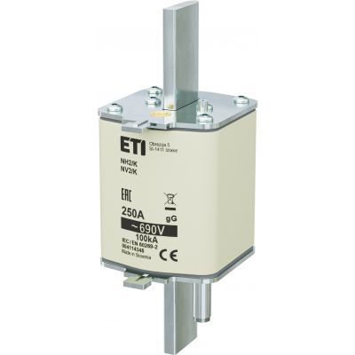 Wkładka topikowa NH zwłoczna z wybijakiem NH2/K gG 250A 690V 004114348 ETI (004114348)