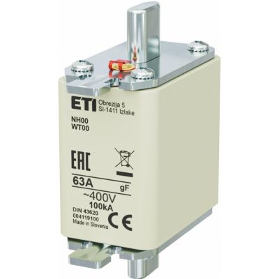 Wkładka topikowa NH szybka NH00 gF 63A 400V 004119100 ETI (004119100)