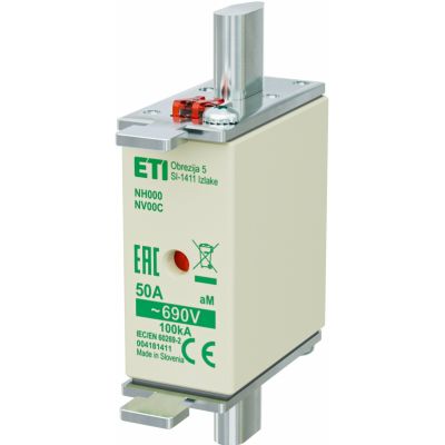 Wkładka topikowa NH silnikowa KOMBI NH000 WT-00C aM 50A 690V 004181411 ETI (004181411)
