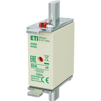 Wkładka topikowa NH silnikowa KOMBI NH000 WT-00C aM 80A 500V 004181413 ETI (004181413)