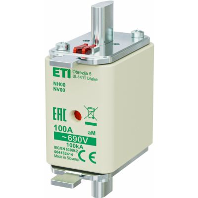 Wkładka topikowa NH silnikowa KOMBI NH00 aM 100A 690V 004182414 ETI (004182414)