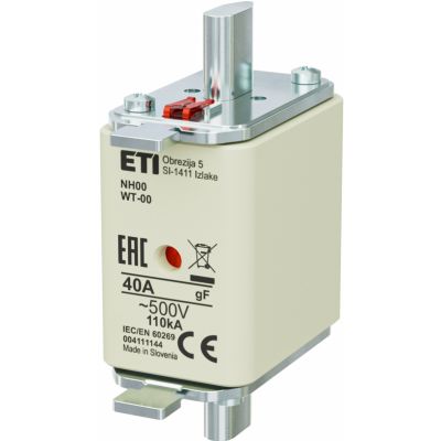 Wkładka topikowa NH szybka KOMBI Pokrywy stalowe NH00 WT-00 gF 40A 500V G 004111144 ETI (004111144)
