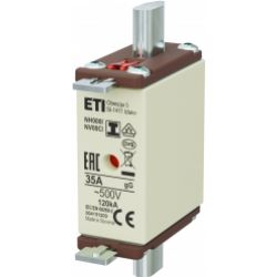 Wkładka topikowa NH zwłoczna KOMBI Zaczepy izolowane NH000/I gG 35A 500V 004191209 ETI (004191209)