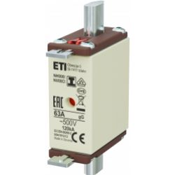 Wkładka topikowa NH zwłoczna KOMBI Zaczepy izolowane NH000/I gG 63A 500V 004191212 ETI (004191212)