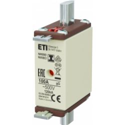 Wkładka topikowa NH zwłoczna KOMBI Zaczepy izolowane NH000/I gG 100A 500V 004191214 ETI (004191214)