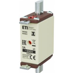 Wkładka topikowa NH zwłoczna KOMBI Zaczepy izolowane NH000/I gG 6A 690V 004191303 ETI (004191303)