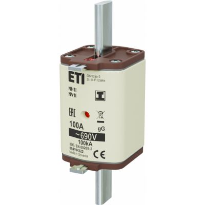 Wkładka topikowa NH zwłoczna KOMBI Zaczepy izolowane NH1 I gG 100A 690V 004194322 ETI (004194322)