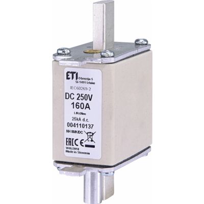 Wkładka topikowa NH DC z wybijakiem NH00 K 160A 250V DC 004110137 ETI (004110137)