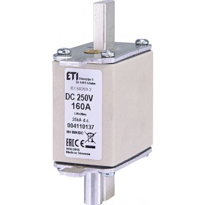 Wkładka topikowa NH DC z wybijakiem NH00 K 160A 250V DC 004110137 ETI (004110137)